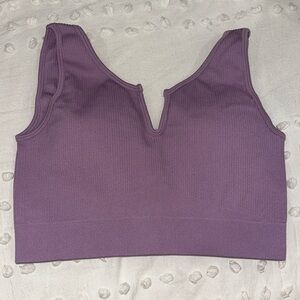 Purple Ribbed Sports Bra
